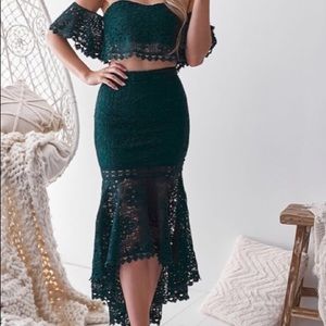 Born to Be Chic Celine Lace Set in Emerald